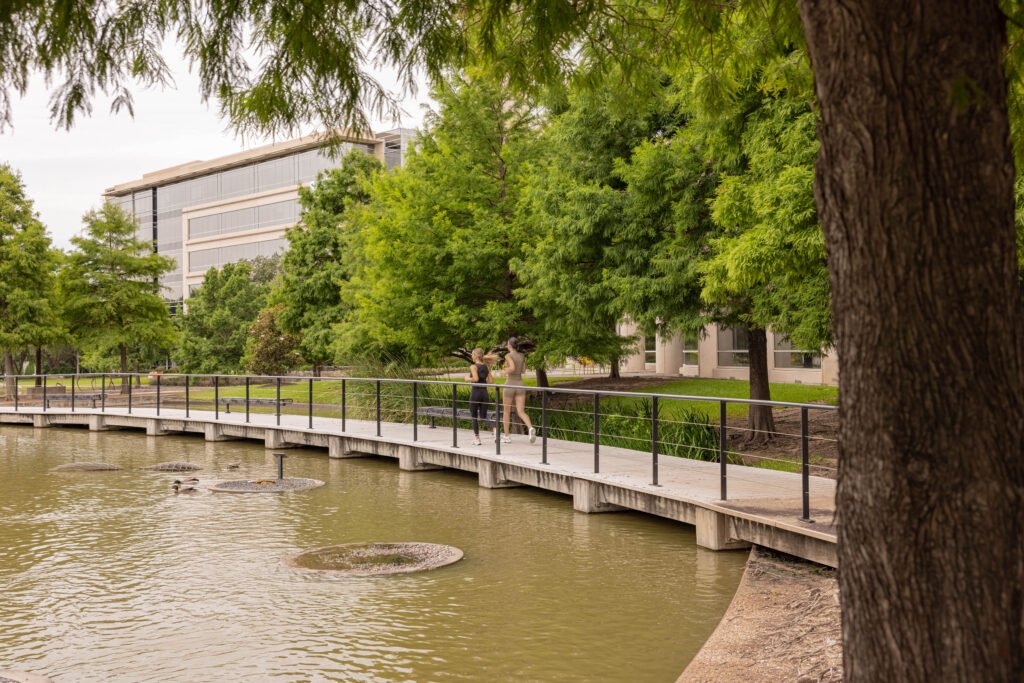 Two women jogging at HALL Park